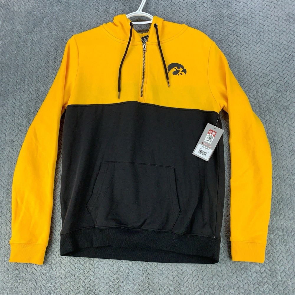 Iowa Hawkeyes‎ Hoodie Women's Large Gold Black Half-Zip Pullover Colosseum NWT